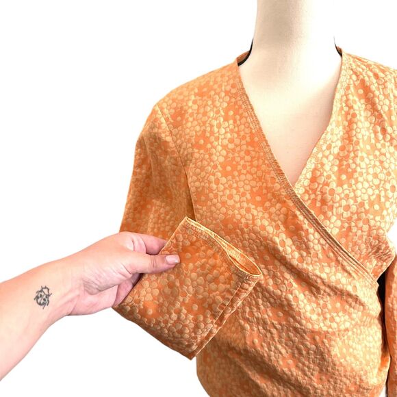 SAMSØE SAMSØE Luna Jacquard‎ Wrap Blouse Orange Sz Medium - Picture 3 of 7